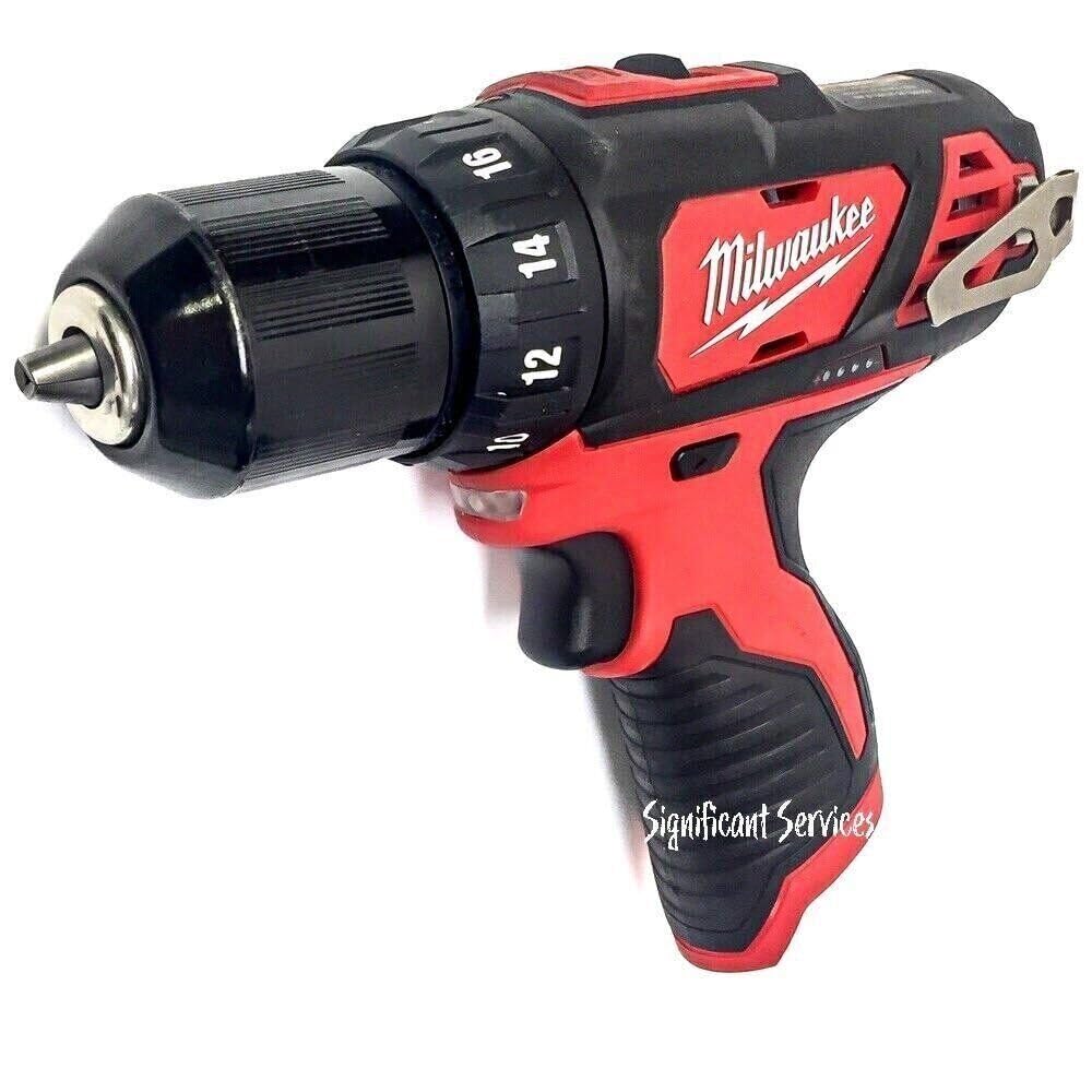 A compact Milwaukee M12 drill/driver, a lightweight subcompact model