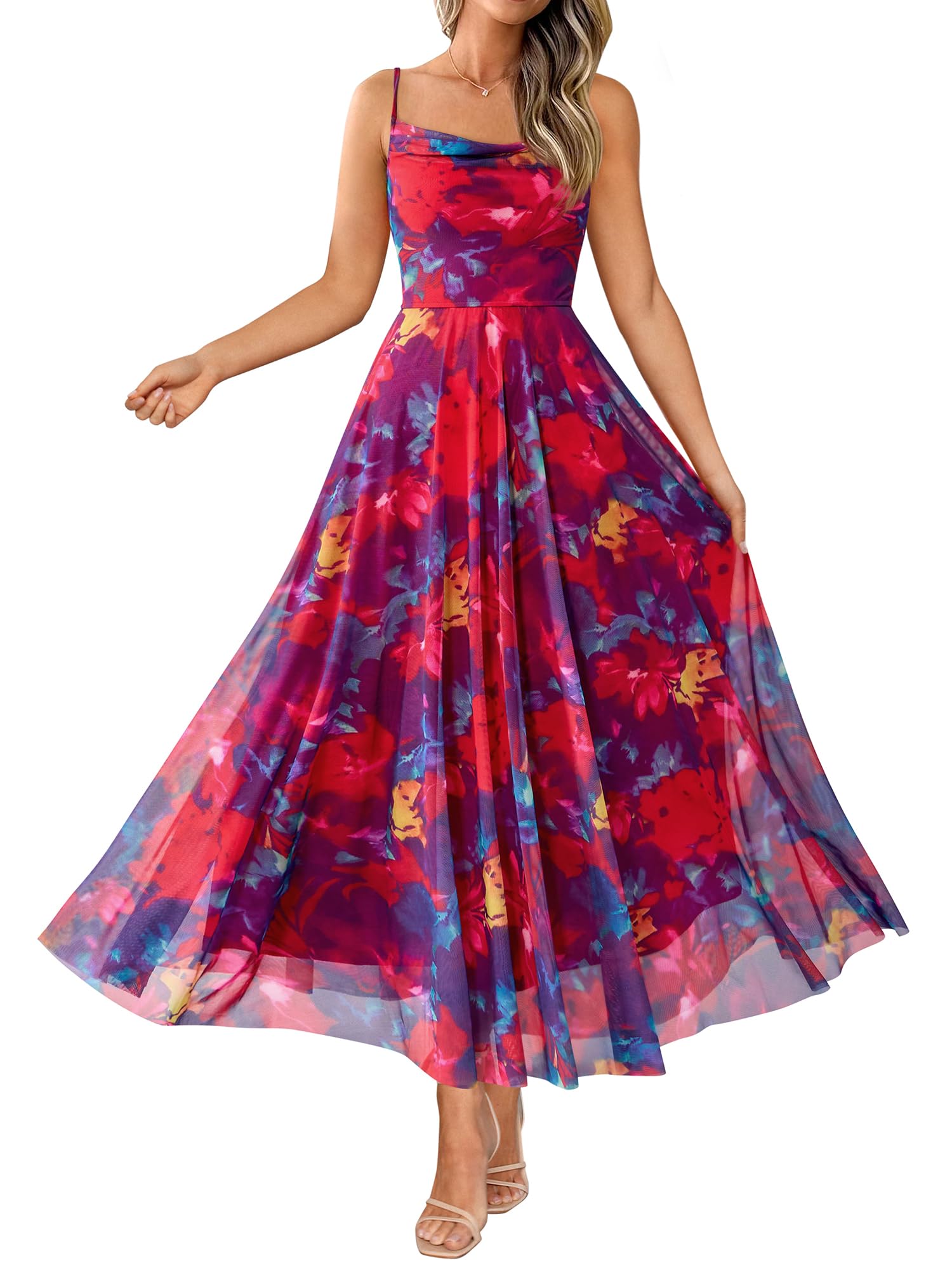 BTFBM floral maxi dress shown for silhouette comparison against the OFEEFAN mini