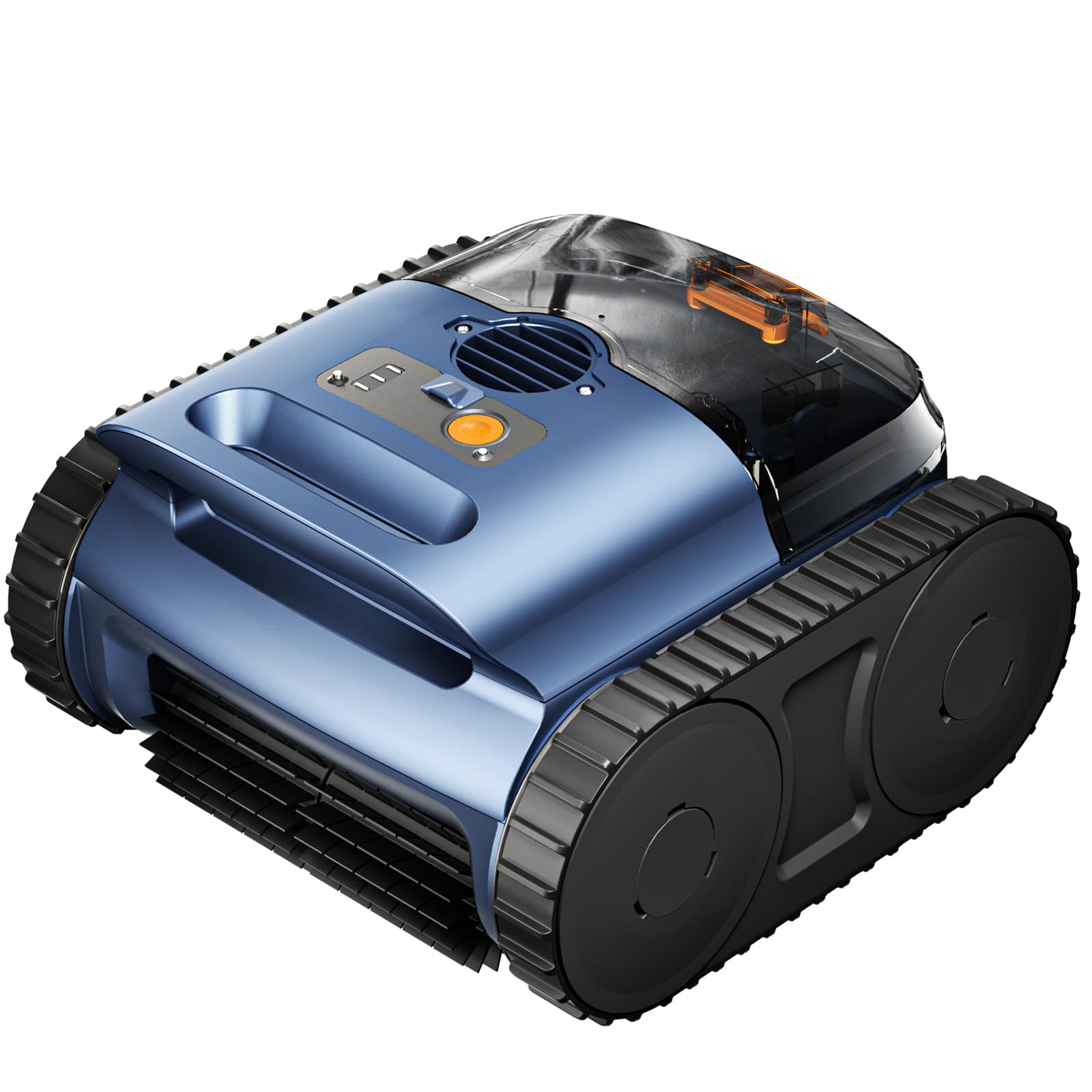 Competing cordless robotic pool cleaner with track drive for comparison