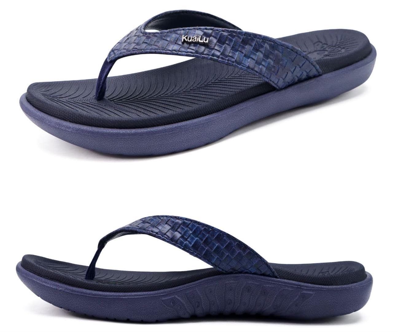 KuaiLu women's arch support yoga-mat flip flops in black